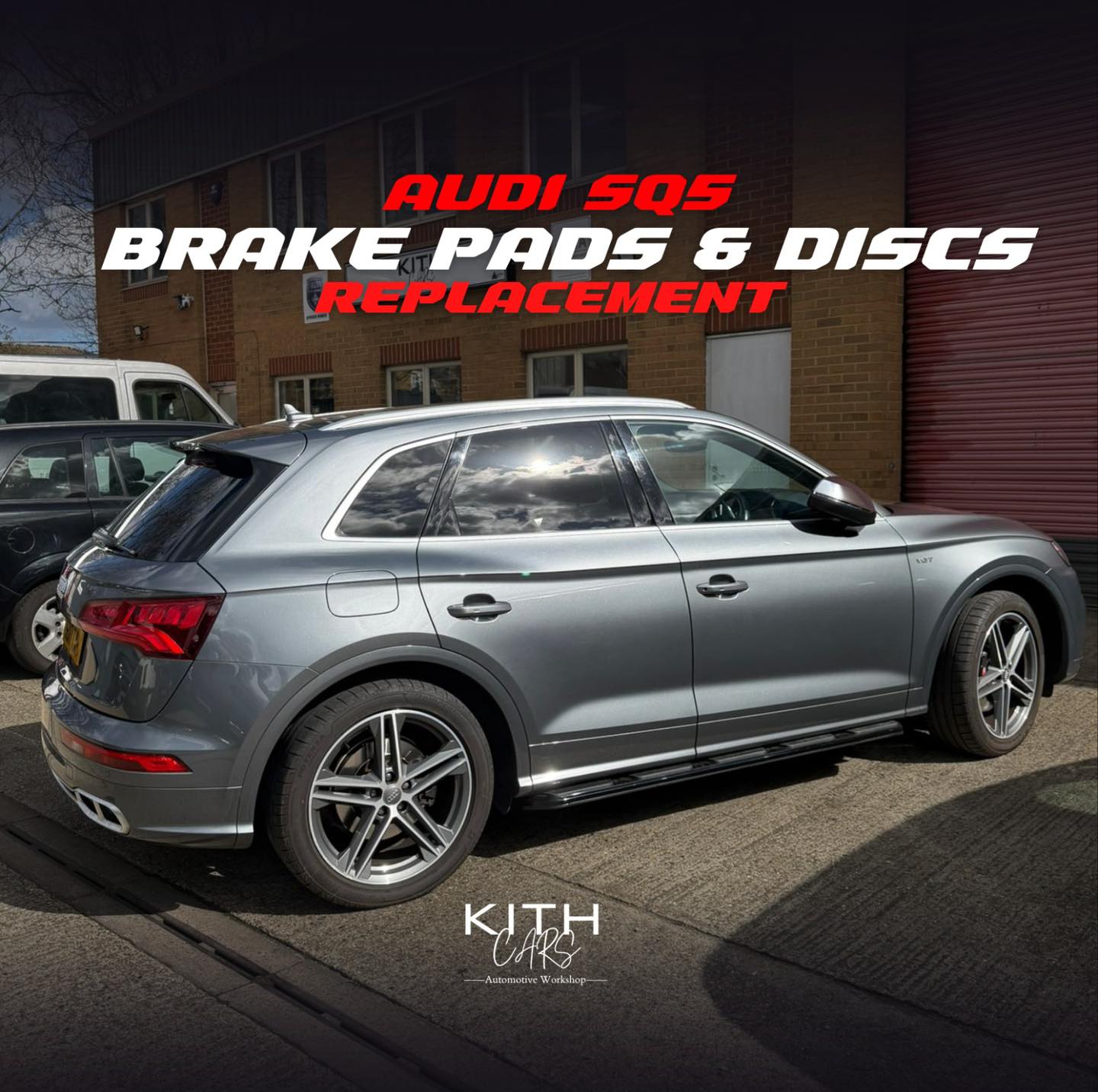Audi SQ5 in for brake and wheel-speed work at KITH Cars Garage & Bodyworks, Hackbridge
