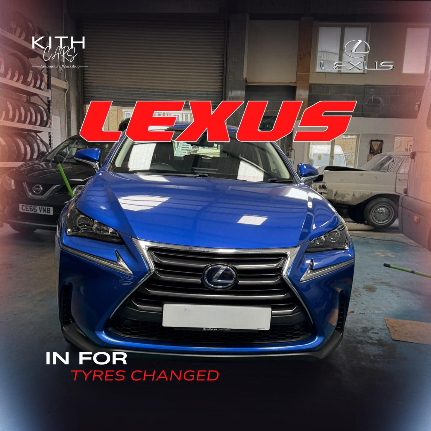 Lexus in for tyres and wheel work at KITH Cars Garage & Bodyworks, Hackbridge