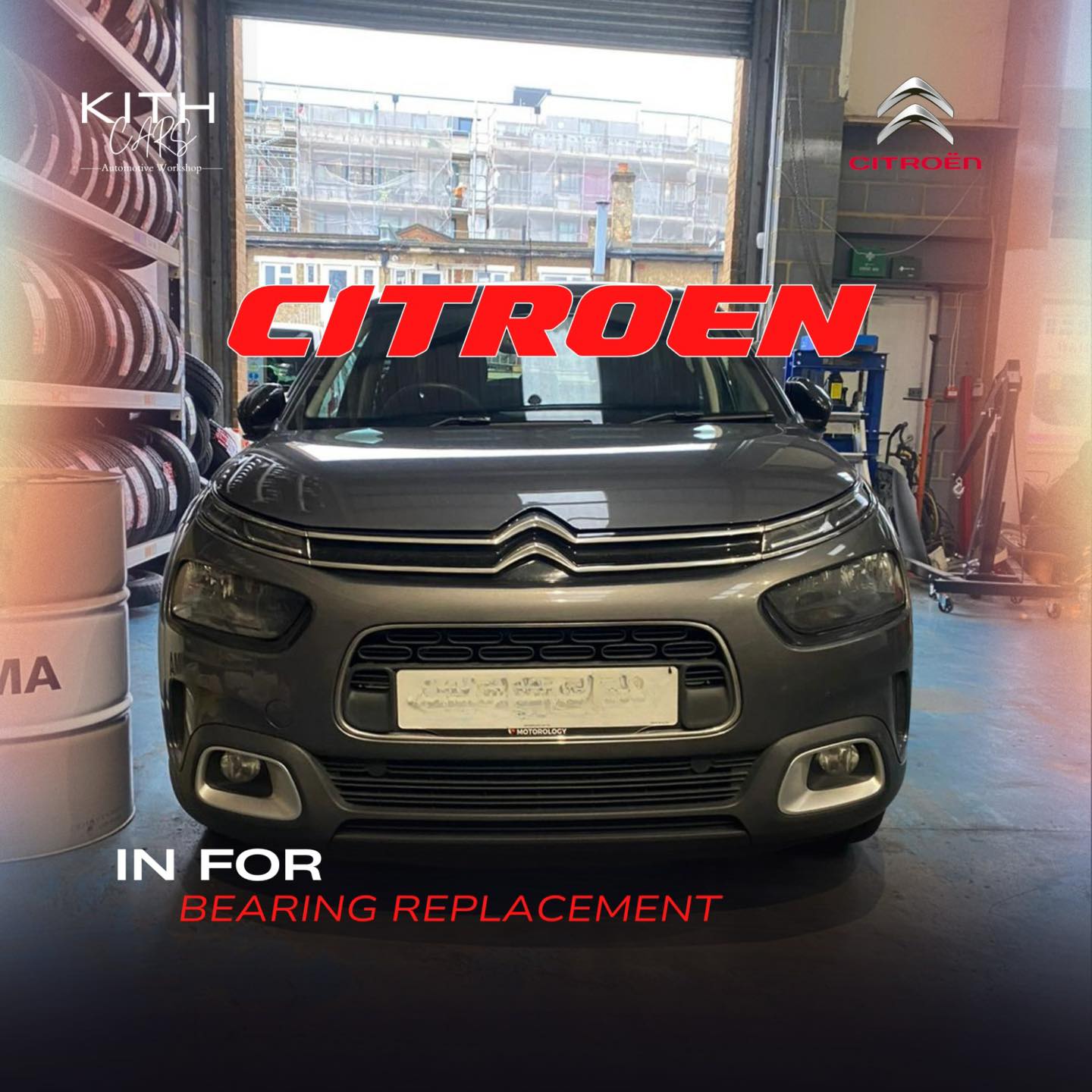 Citroën C3 in for a wheel bearing replacement at KITH Cars Garage & Bodyworks, Hackbridge